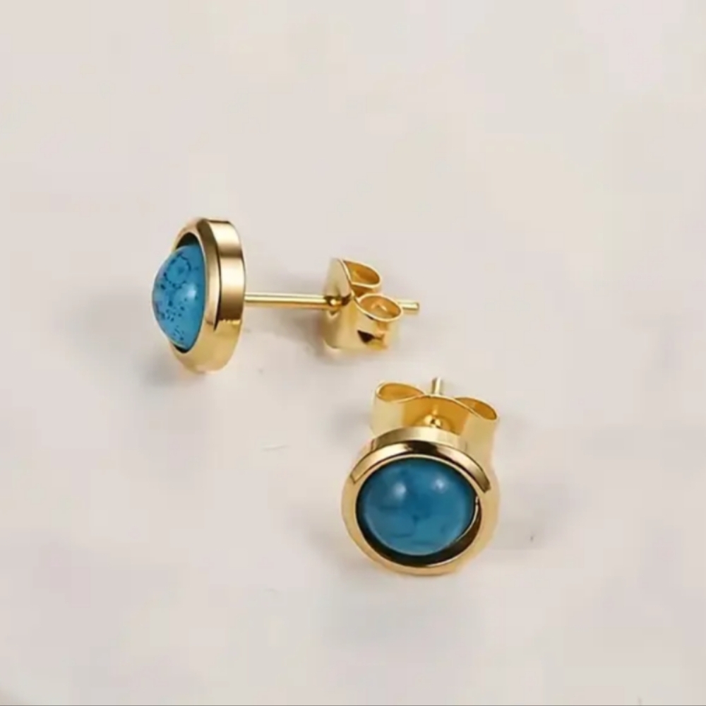 18kt Gold over Titanium with blue turquoise earrings